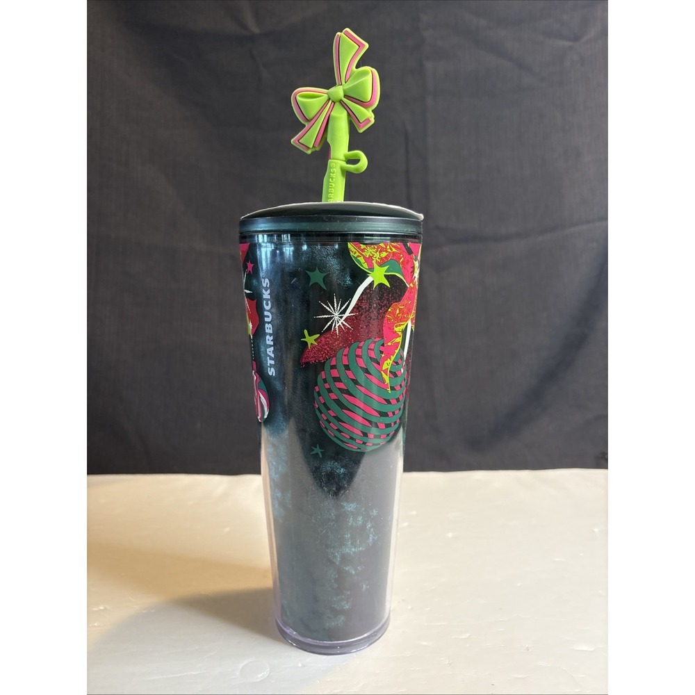 Starbucks 2023 Holiday Tumbler with Bow Straw Topper Venti 24oz 011147118